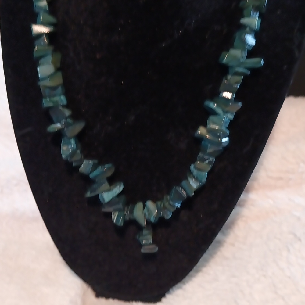 Green malachite stone necklace